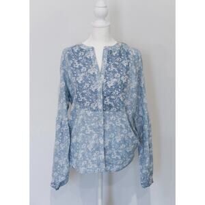 PAIGE Blue Floral Long Sleeve Blouse NWT Size S